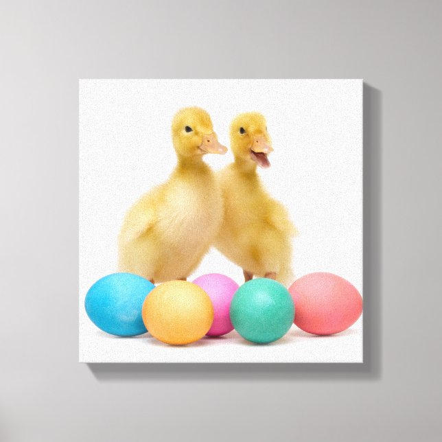 Impressão Em Tela Dois patos com ovos de Páscoa (Frente)