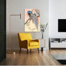 Dois pavões no ramo de árvore vintage arte japones