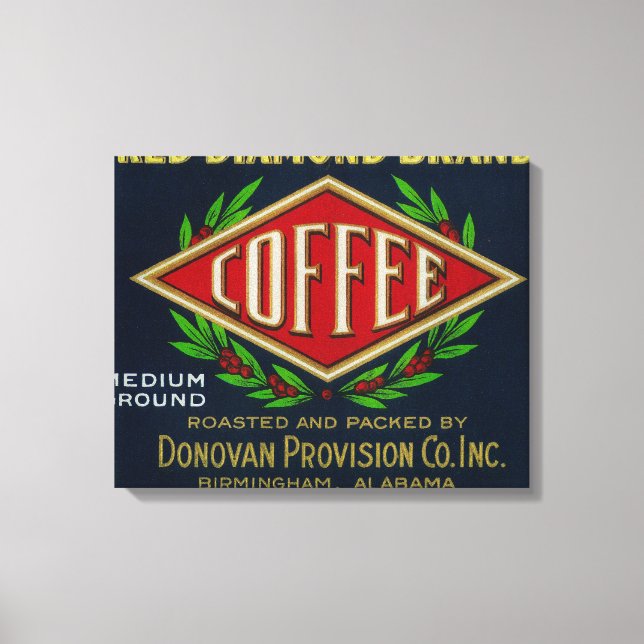 Impressão Em Tela Donovan's Coffee LabelBirmingham, AL (Frente)