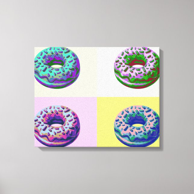 Impressão Em Tela Donuts Estilo Retrô Pop Art  (Frente)