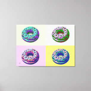 Impressão Em Tela Donuts Estilo Retrô Pop Art 
