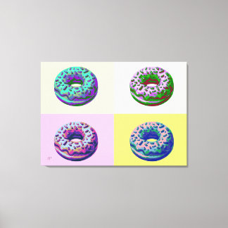 Impressão Em Tela Donuts Estilo Retrô Pop Art 