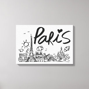 Impressão Em Tela Doodle da cidade de Paris