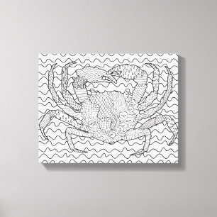 Impressão Em Tela Doodle detalhado 6 do caranguejo do mar