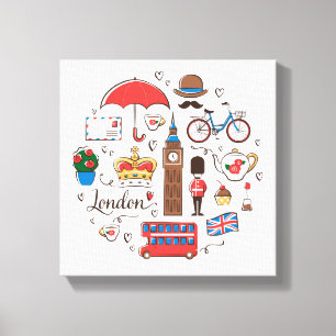 Impressão Em Tela Doodles de Londres