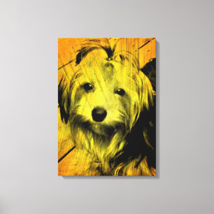 Impressão Em Tela Dourada Amber Grunge Yorkshire Terrier Wall Art