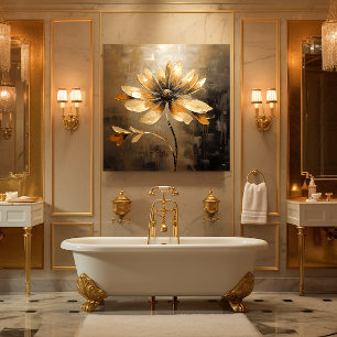 Impressão Em Tela Dourada Daisy