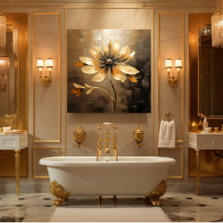 Impressão Em Tela Dourada Daisy