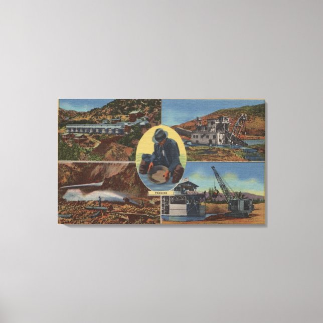 Impressão Em Tela Dourada mineração na Califórnia - Quarz, Dredge (Frente)