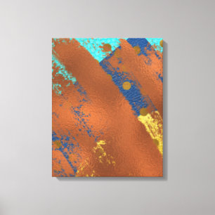 Impressão Em Tela Dourada Trabalho de arte Abstrato cobre azul Canva
