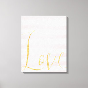 Impressão Em Tela Dourado amor com tiras rosadas