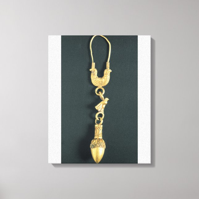 Impressão Em Tela Dourado brinco com pingente em forma de gota (Frente)