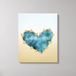 Impressão Em Tela Dourado Coração Azul-Terra Azul Aqua Azul com Larg