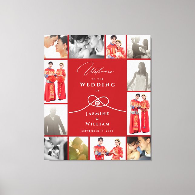 Impressão Em Tela Dourado nó dupla felicidade Chinesa Foto de Casame (Frente)