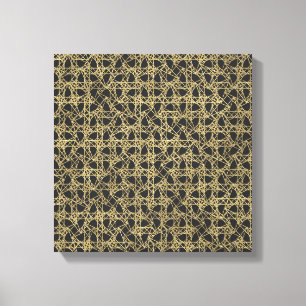 Impressão Em Tela Dourado Riscado Cinza/Escuro Moda Glam Moderno