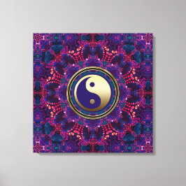 Impressão Em Tela Dourado Yin Yang Purple Indigo Ocho Energy Mandala