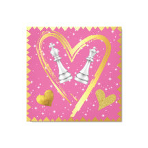 Dourados Corações Rei e Rainha Peças de Xadrez na