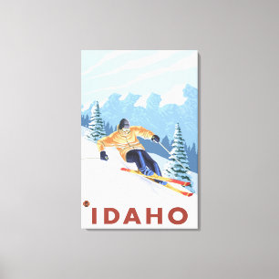 Impressão Em Tela Downhill Snow Skier - Idaho