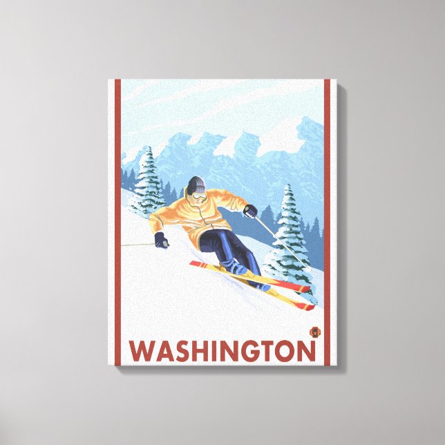 Impressão Em Tela Downhill Snow Skier - Washington (Frente)