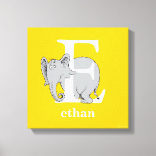 Impressão Em Tela Dr. Seuss ABC: Carta E - Branco Adicione seu nom