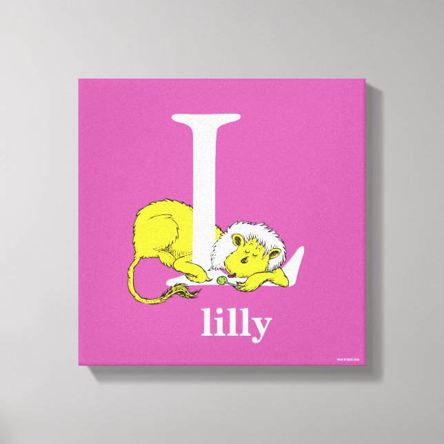 Impressão Em Tela Dr. Seuss ABC: Carta L - Branco | Adicione seu nom (Frente)