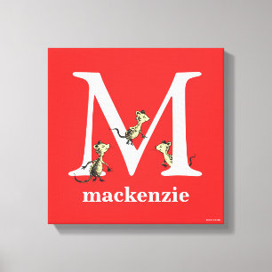 Impressão Em Tela Dr. Seuss ABC: Carta M - Branco Adicione seu nom