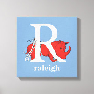 Impressão Em Tela Dr. Seuss ABC: Carta R - Branco Adicione seu nom