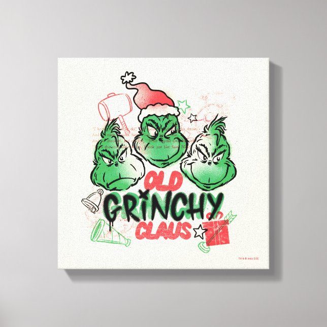 Impressão Em Tela Dr. Seuss | Velho Grinch Claus (Frente)