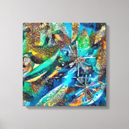 Impressão Em Tela Dracaena Abstrato Calm Blue estirado tela