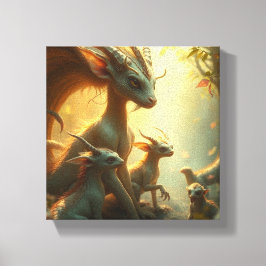 Impressão Em Tela „Drachenmutter im goldenen Wald“