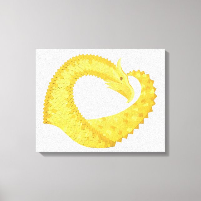 Impressão Em Tela Dragão amarelo no branco (Frente)