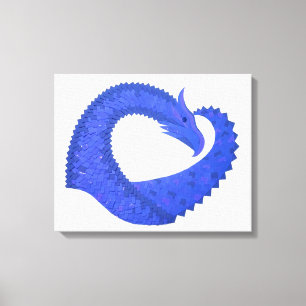 Impressão Em Tela Dragão azul no branco
