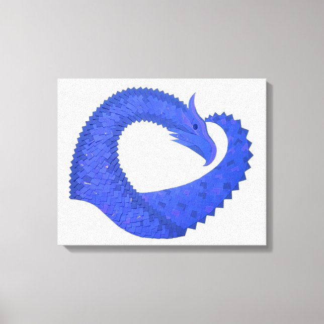 Impressão Em Tela Dragão azul no branco (Frente)