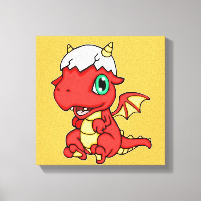 Impressão Em Tela Dragão bebê 12 x 12 (Frente)