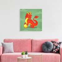 Dragão Chinês Vermelho sobre Verde