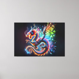 Impressão Em Tela Dragão Colorido de Fogo