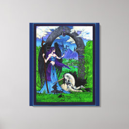 Impressão Em Tela Dragão de Mulher do Unicorn Angel Girl