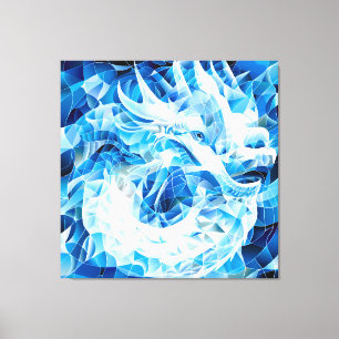 Impressão Em Tela Dragão Mosaico Azul Sky