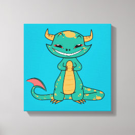 Impressão Em Tela Dragão Sorridente, Desenho Animado Fofo