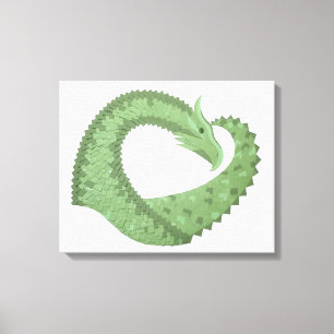 Impressão Em Tela Dragão verde-oliva em branco