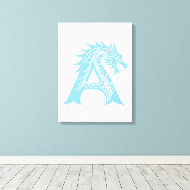 Impressão Em Tela Dragon Styled Letter A, Dragon Alphabet, Monogram (Insitu(piso de madeira))