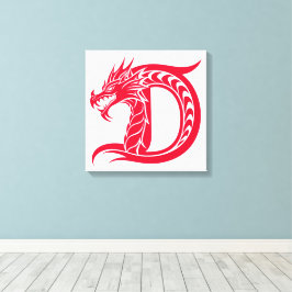 Impressão Em Tela Dragon Styled Letter D, Dragon Alphabet, Monogram