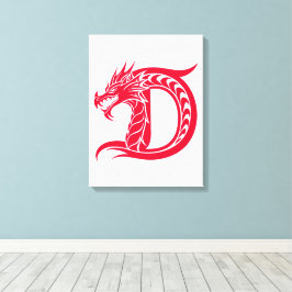 Impressão Em Tela Dragon Styled Letter D, Dragon Alphabet, Monogram