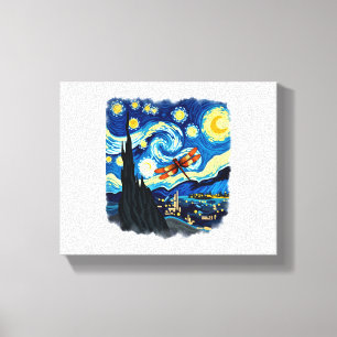 Impressão Em Tela Dragonfly Artista Shirt Van Gogh Starry Night Dra