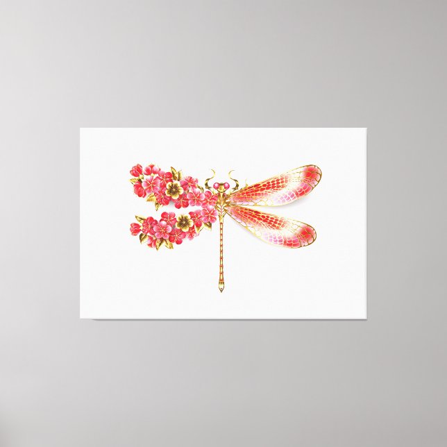 Impressão Em Tela Dragonfly com joalheria sakura (Frente)