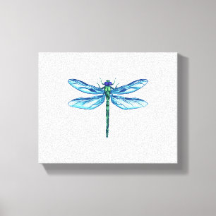 Impressão Em Tela Dragonfly desenho azul verde Eu adoro libélulas