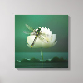 Impressão Em Tela Dragonfly e Water Lily