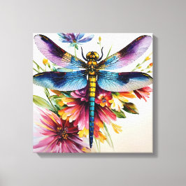 Impressão Em Tela Dragonfly Floral Multicolor Art