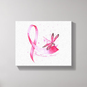 Impressão Em Tela Dragonfly Pink Friso Sensibilização para o Cancer