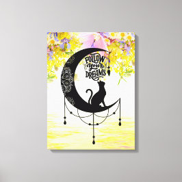 Impressão Em Tela Dreamcatcher com gato | Siga os seus sonhos